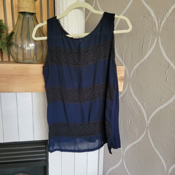 Loft Navy Blue with Black Lace Top - Picture 1 of 6